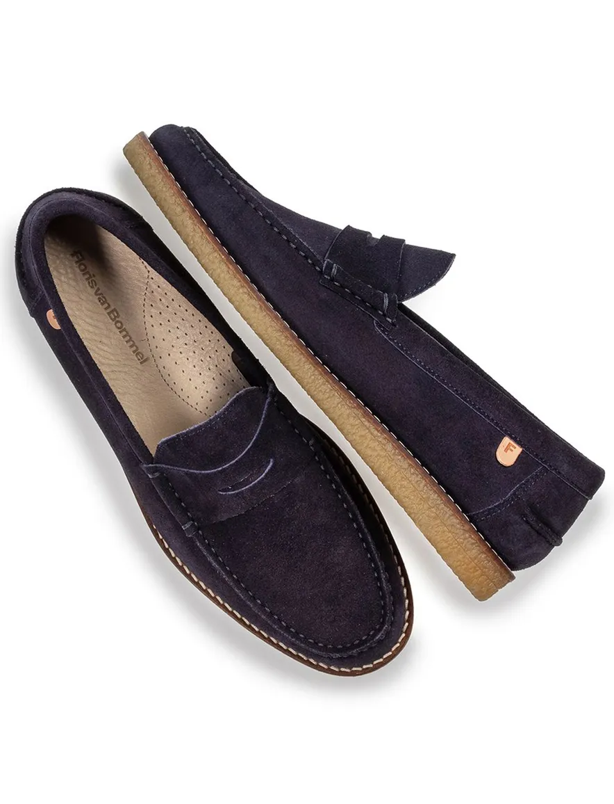 Loafer Van Bommel donkerblauw navy suède effen