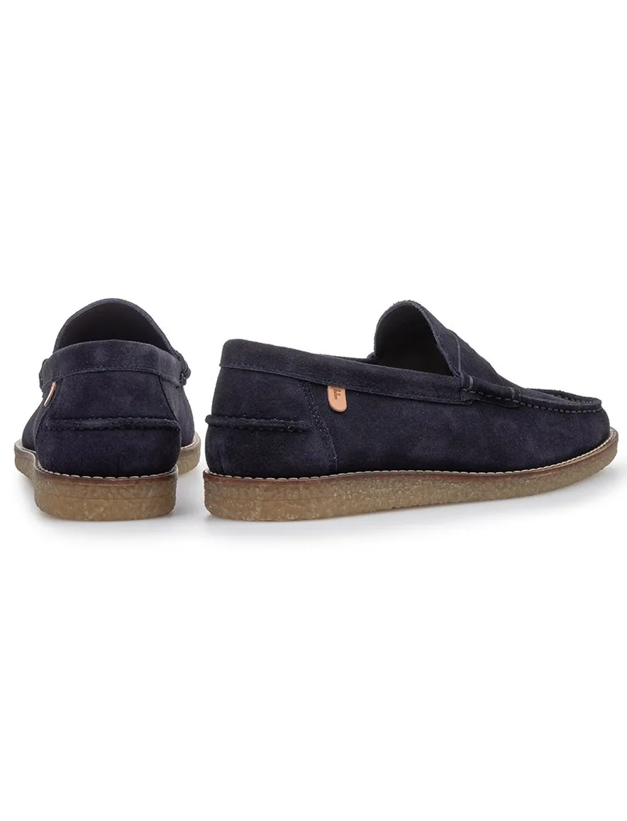 Loafer Van Bommel donkerblauw navy suède effen