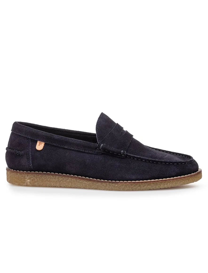 Loafer Van Bommel donkerblauw navy suède effen