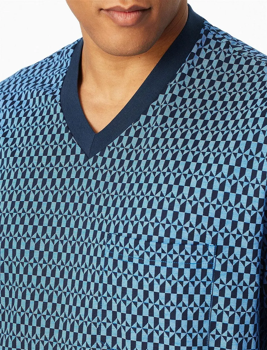 Schiesser Pyjama blauw motief