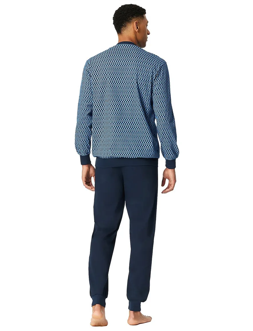 Schiesser Pyjama blauw motief