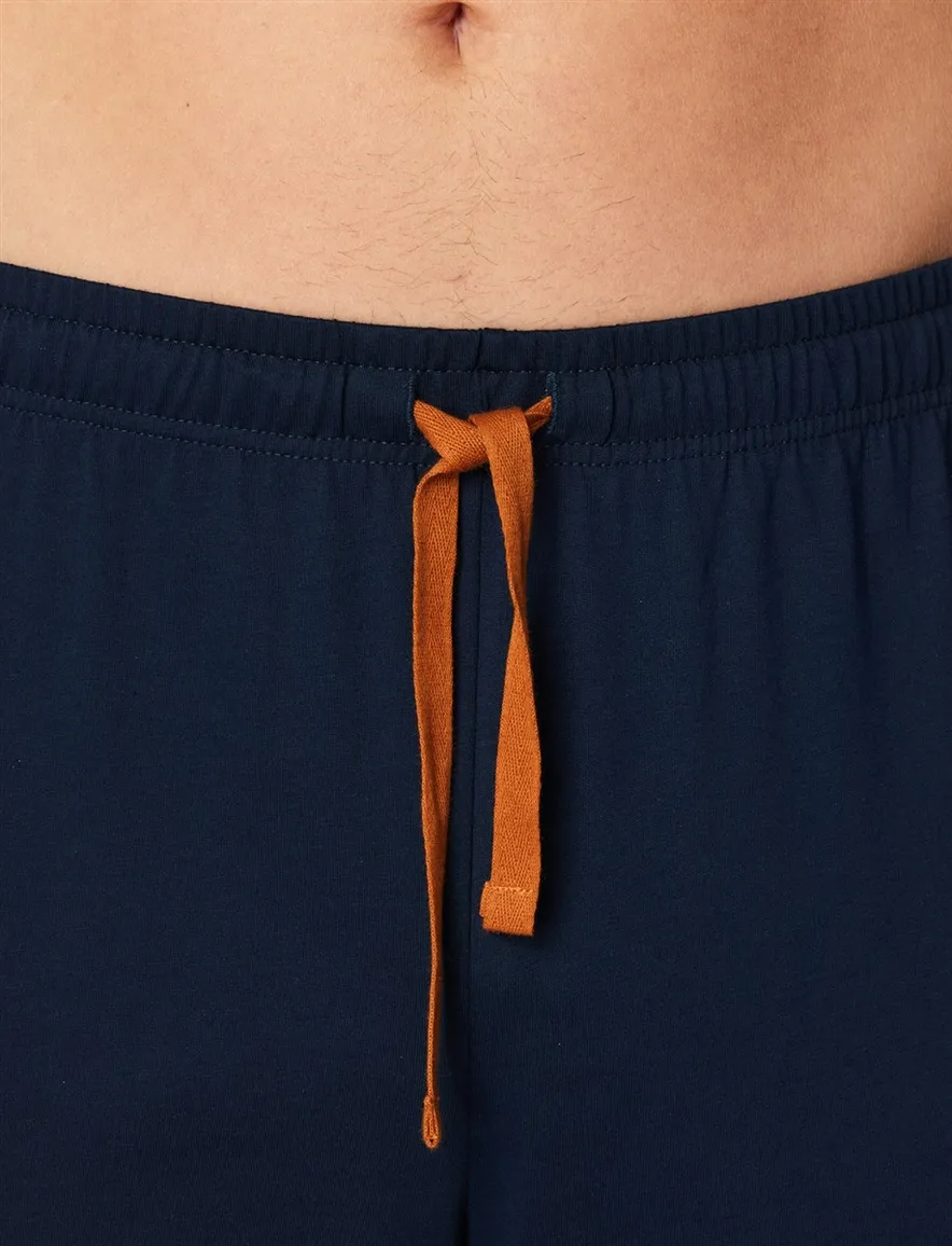 donkerblauw lange pyjama Schiesser normale fit met strepen