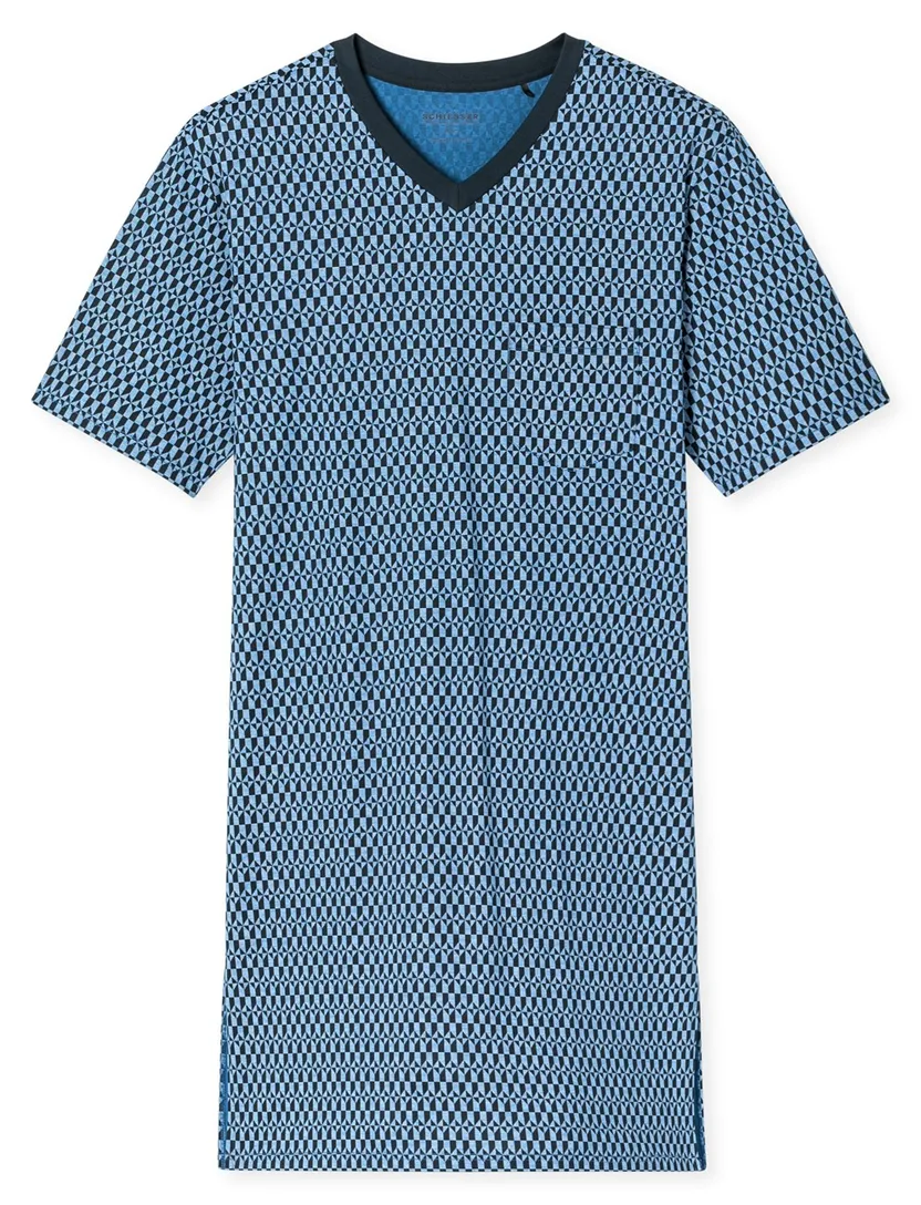 Geprint nachthemd Schiesser Comfort Nightwear blauw