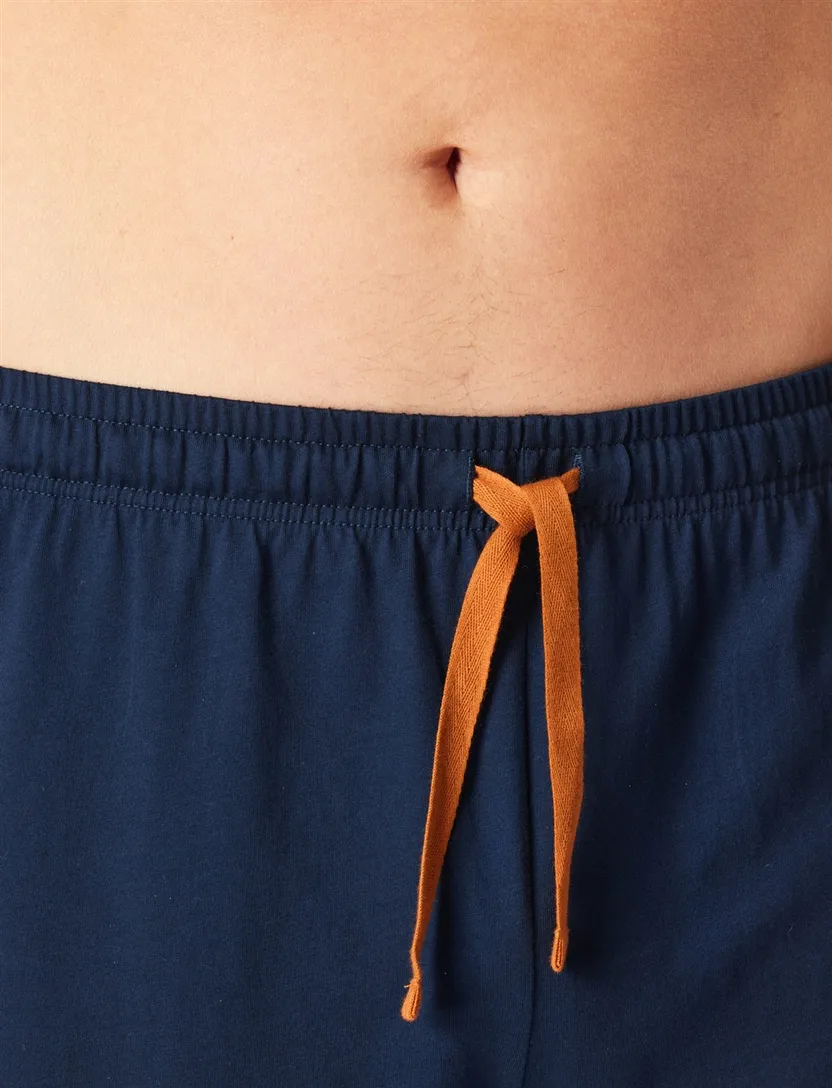 Gestreepte shortama Schiesser blauw en oranje