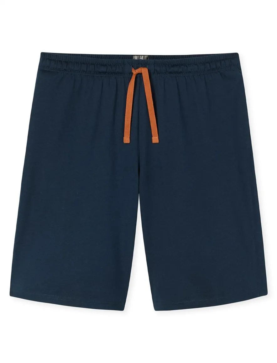 Schiesser shortama normale fit blauw oranje gestreept