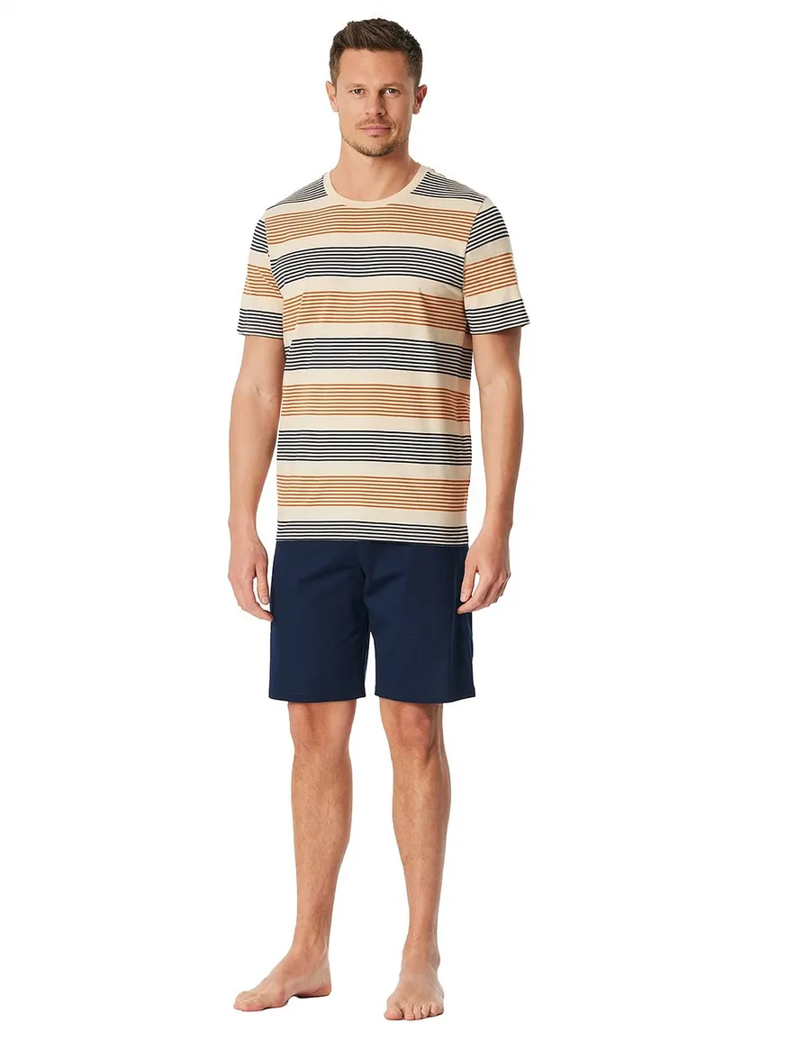 Schiesser beige gestreepte Shortama