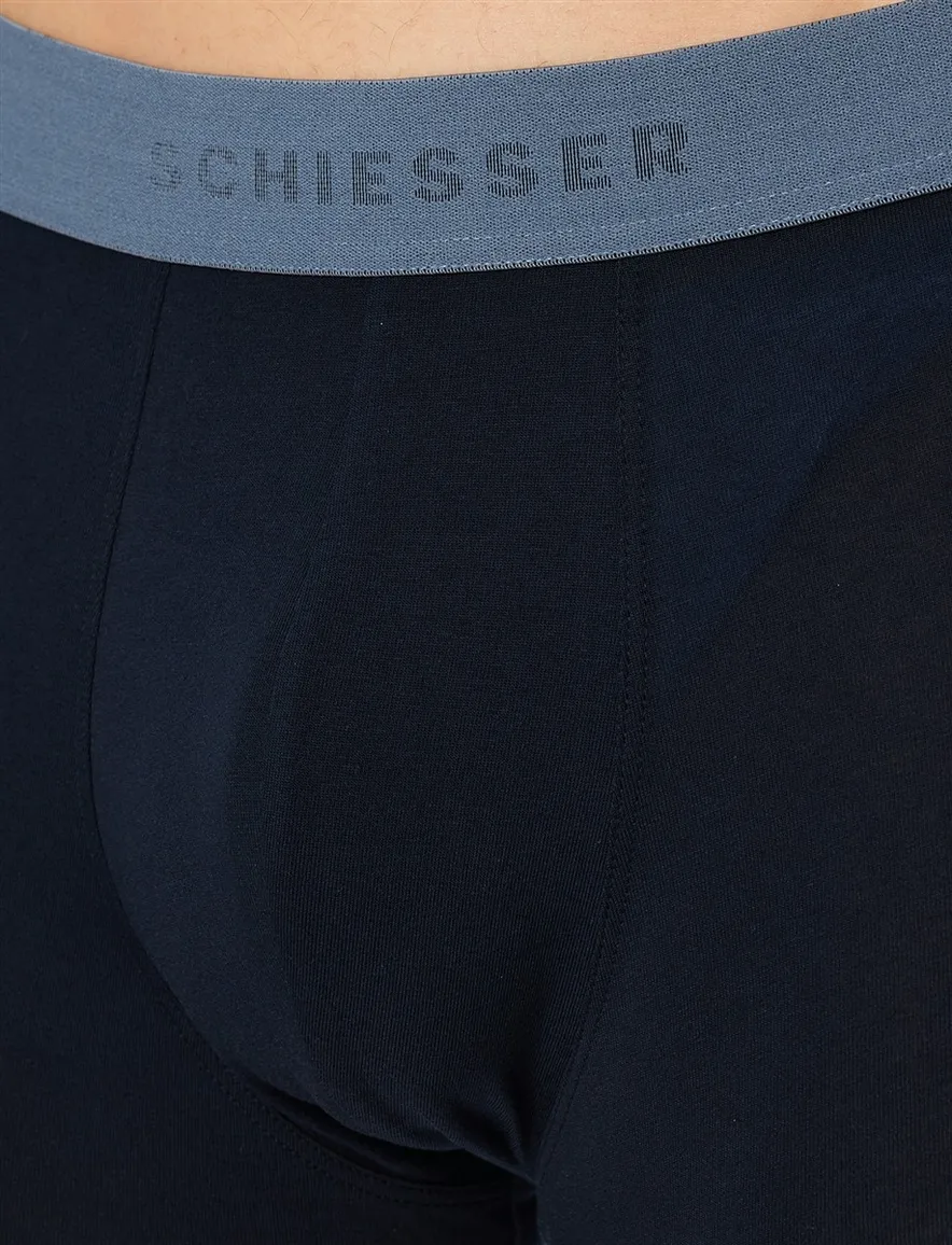 boxershort donkerblauw Schiesser 3-pack met multicolor rand