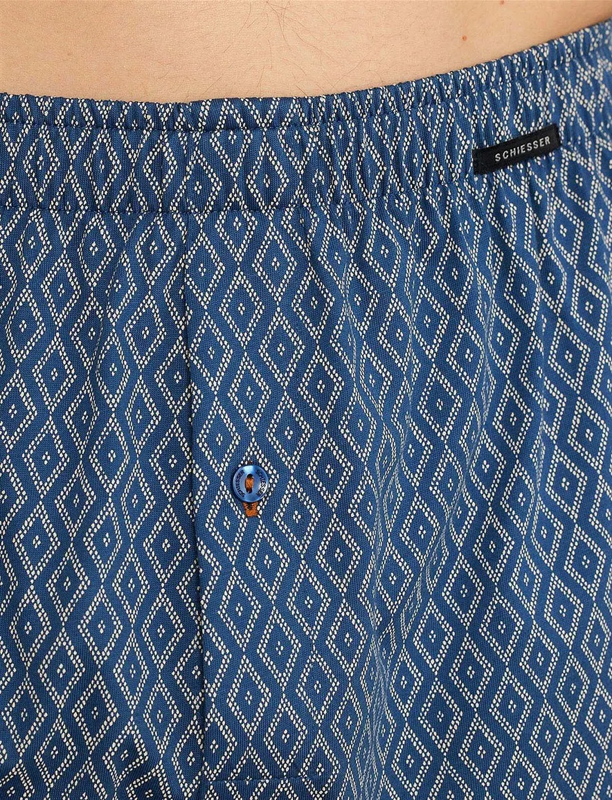 Schiesser boxershorts blauw geprint 2 pack