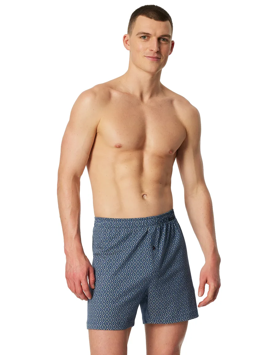 blauw met print Schiesser boxershort 2-pack 100% katoen
