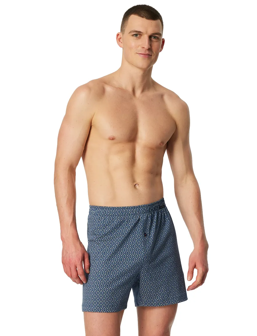 blauw met print Schiesser boxershort 2-pack 100% katoen