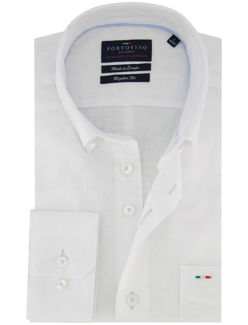 Overhemd Portofino wit linnenblend button down boord