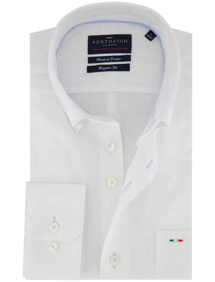 Portofino overhemd wit met borstzak