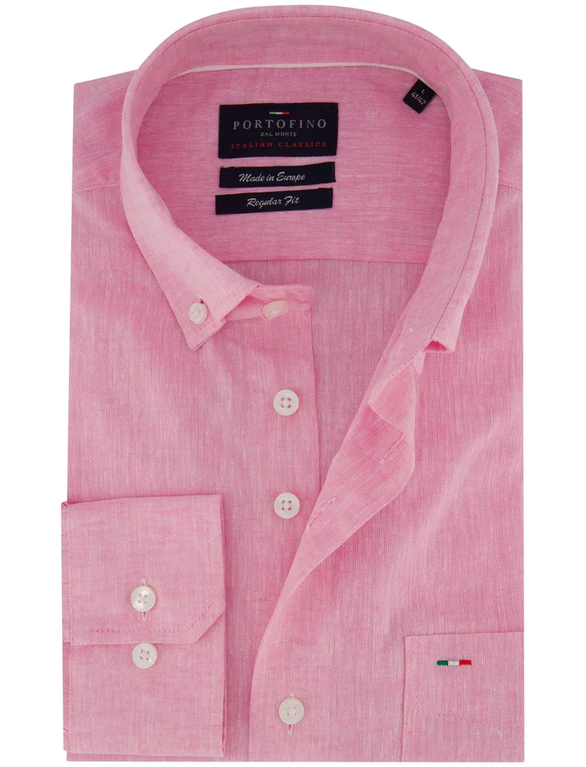 Overhemd Portofino Regular fit roze gemeleerd