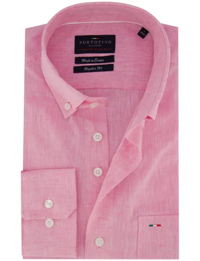 Portofino Portofino overhemd roze gemeleerd Regular Fit