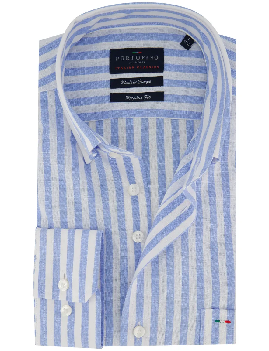 Portofino overhemd blauw gestreept linnen