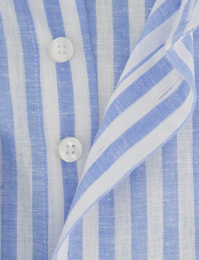 Overhemd Portofino linnenblend blauw gestreept motief