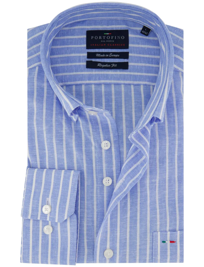 Overhemd Portofino linnenblend wit gestreept motief