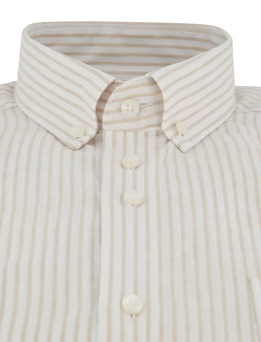 Overhemd Portofino Regular fit beige met strepen