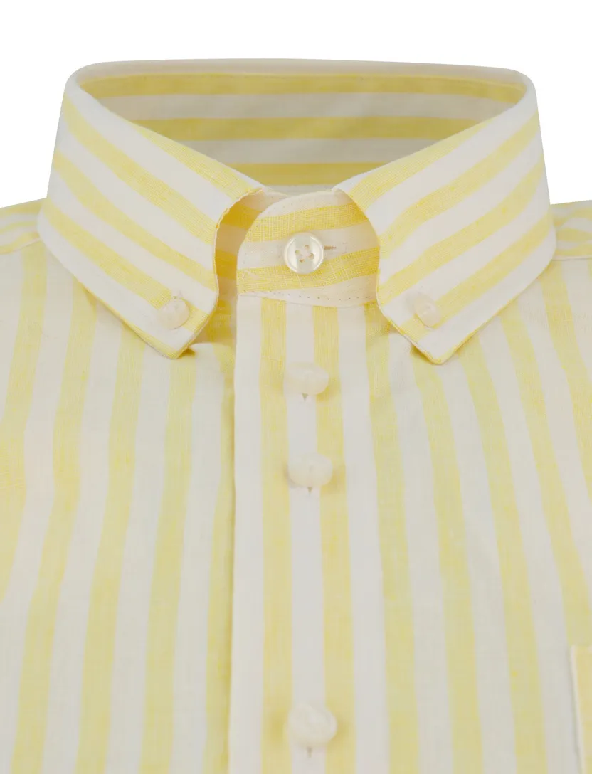 Overhemd wit gestreept Portofino button down boord linnen