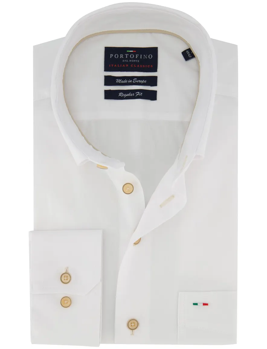 Wit overhemd Portofino button down boord katoen