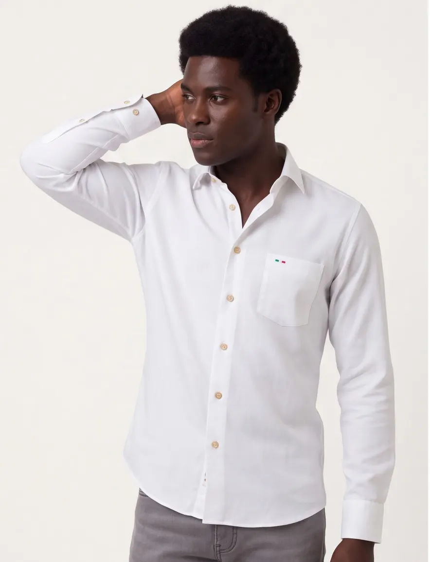 Wit overhemd Portofino button down boord katoen