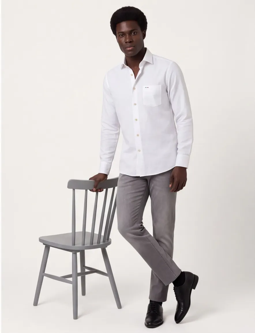 Wit overhemd Portofino button down boord katoen