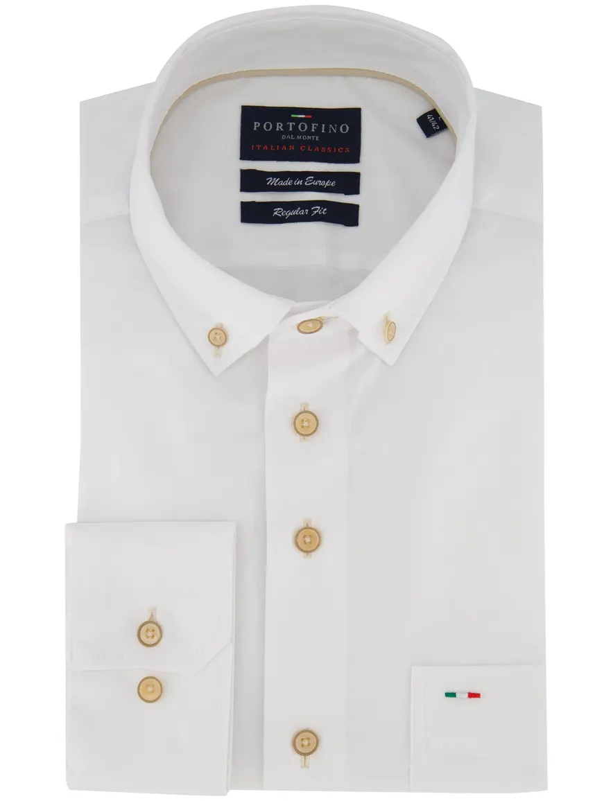 Wit overhemd Portofino button down boord katoen