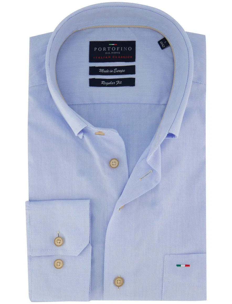 Lichtblauw overhemd Portofino button down boord casual