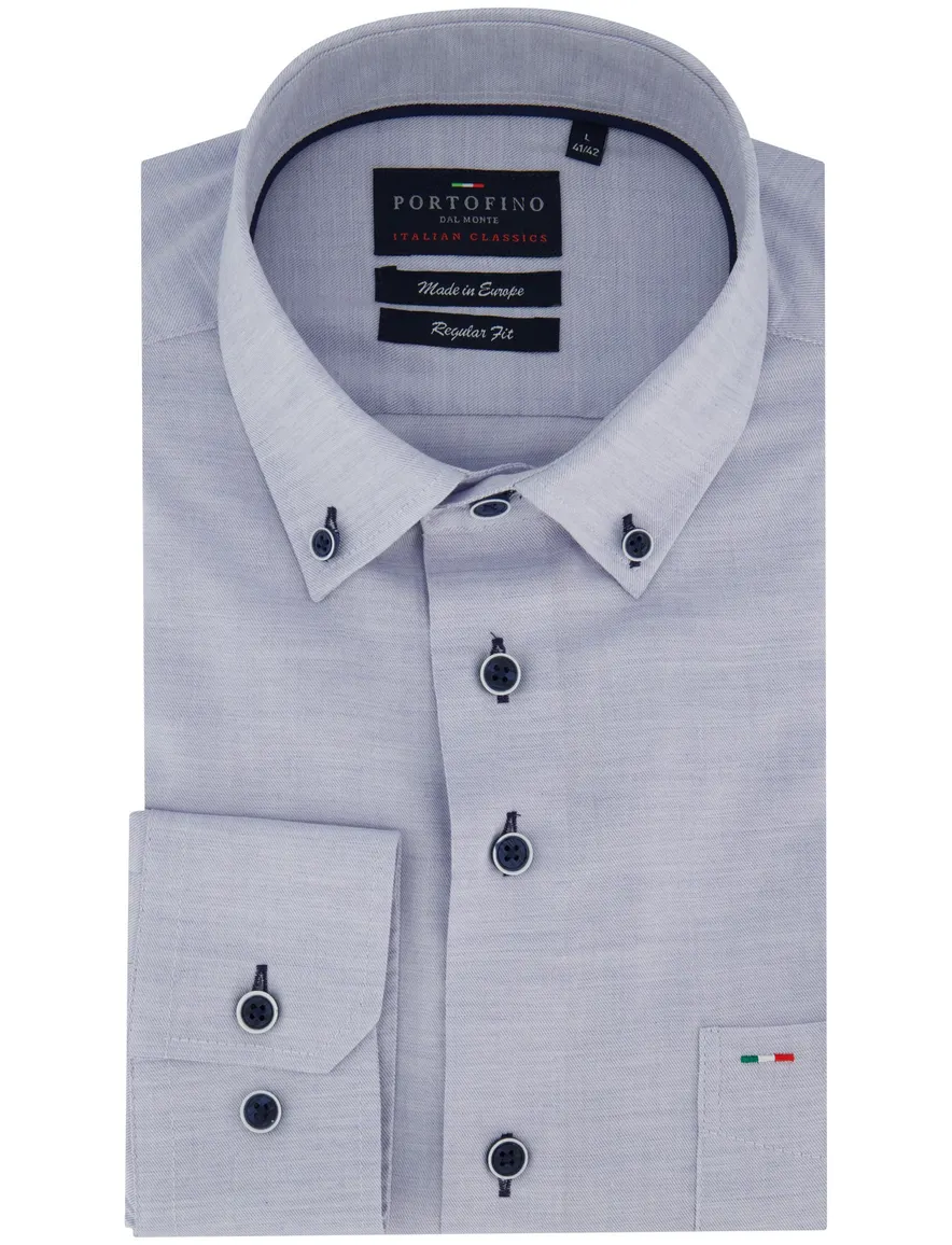 lichtblauw overhemd Portofino button down boord viscose