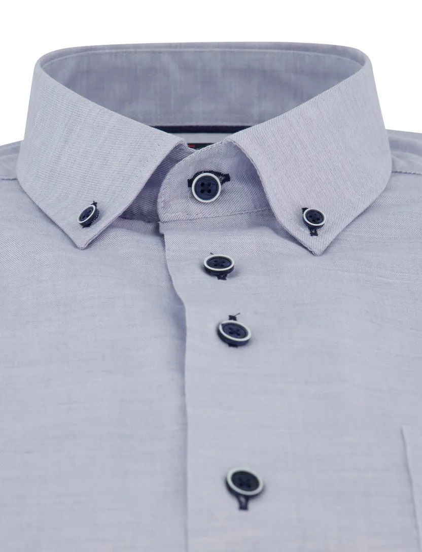 Overhemd blauw viscose Portofino enkele borstzak