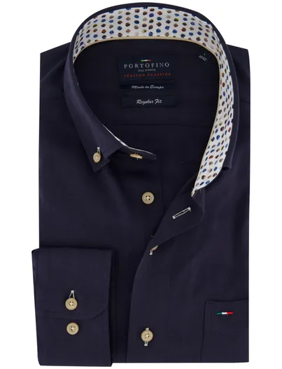 Portofino Donkerblauw overhemd Portofino button down boord zijde