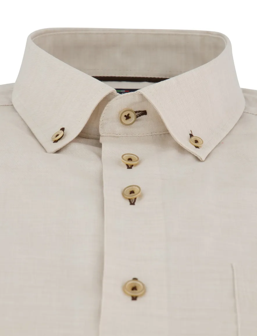Beige overhemd Portofino button down boord zijde