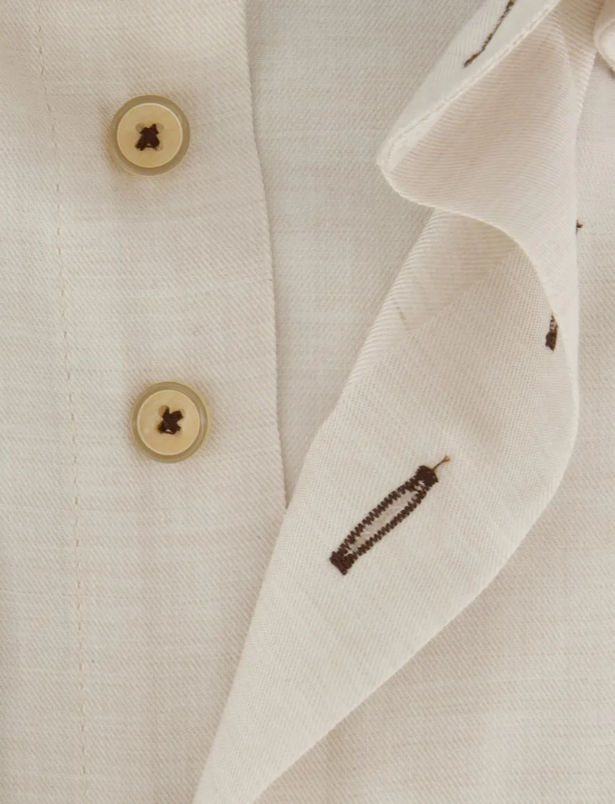 Beige overhemd Portofino button down boord zijde