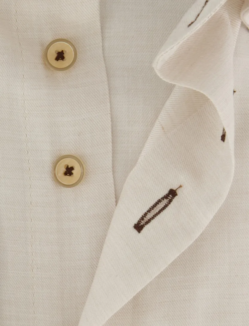 Overhemd beige zijde Portofino enkele borstzak