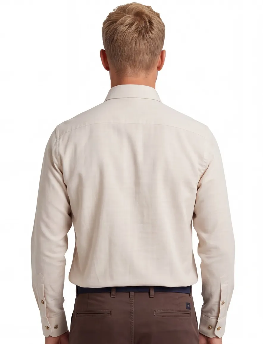 Portofino overhemd beige met beige knoop