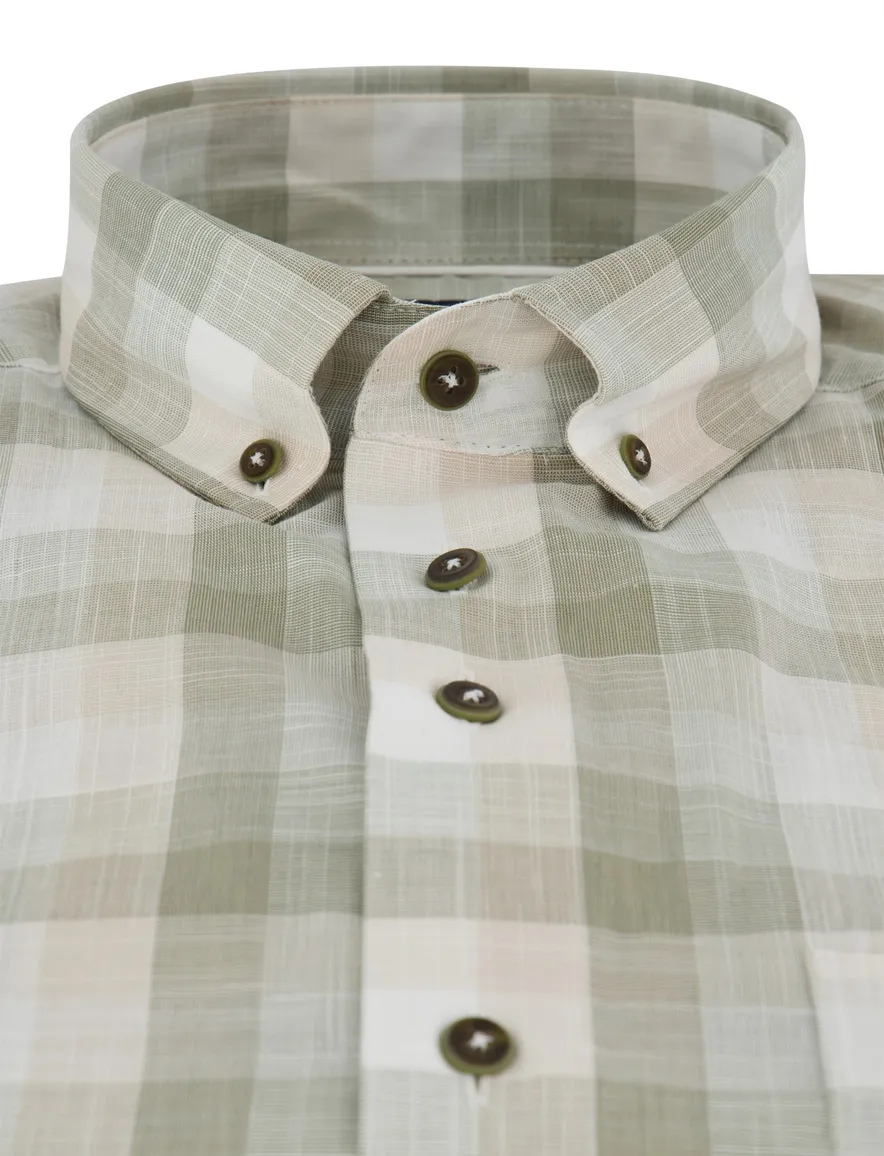 Groen geruit overhemd Portofino button down boord casual