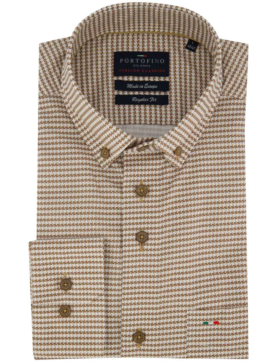 Bruin overhemd Portofino button down boord casual