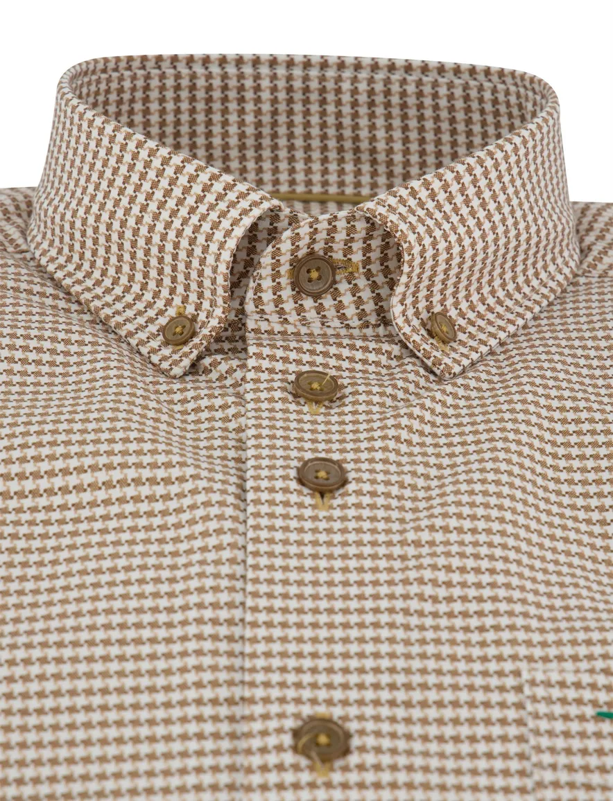 Portofino overhemd wit camel geprint