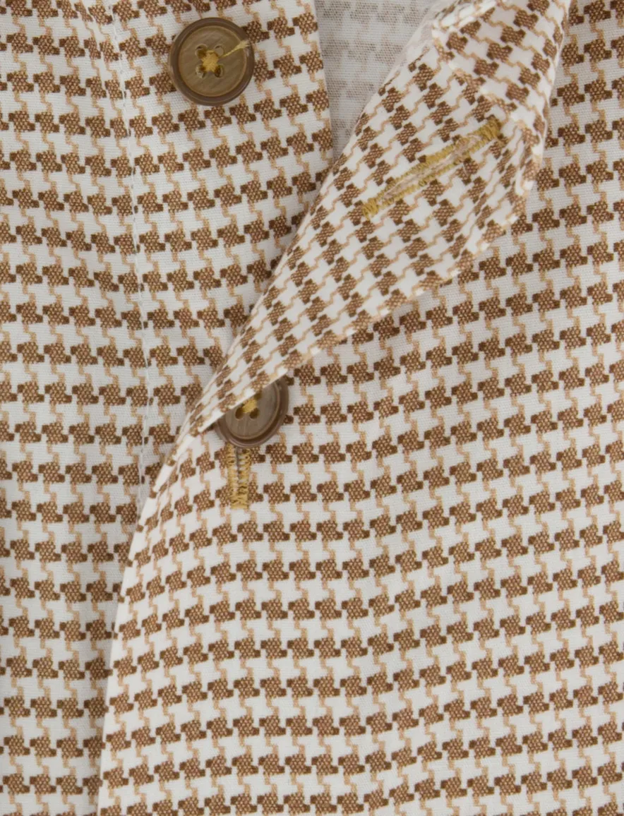 Portofino overhemd wit camel geprint