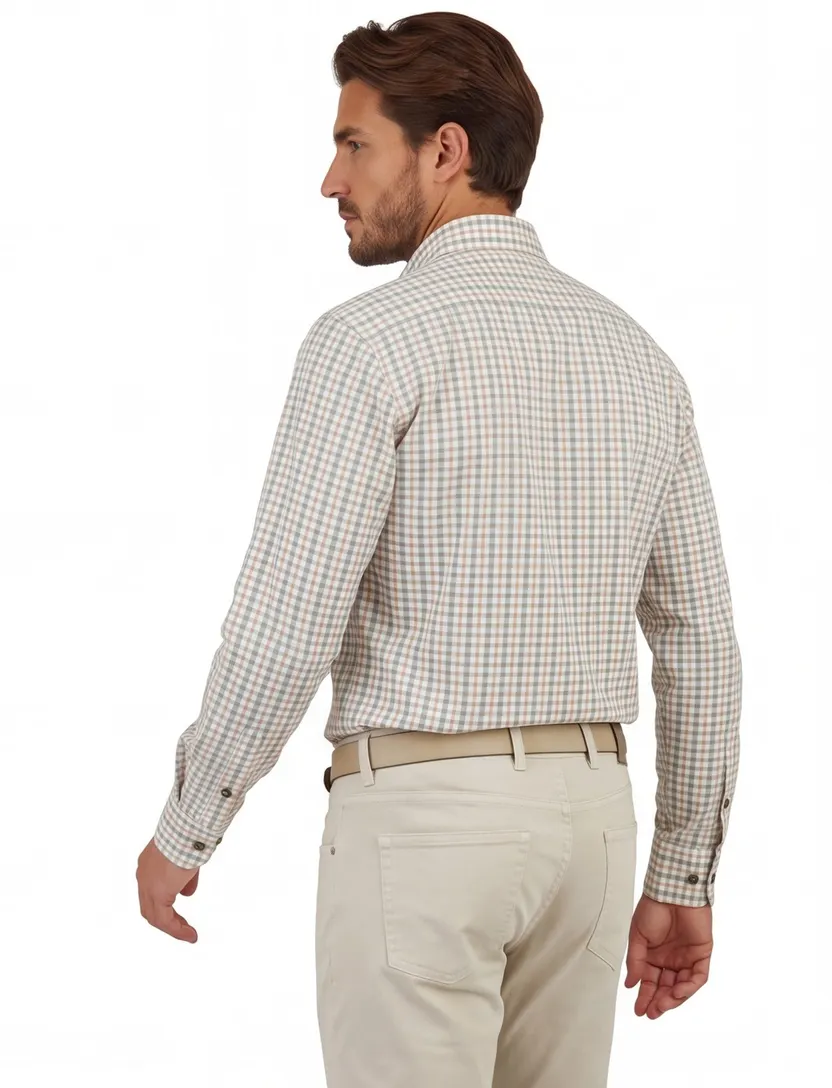 Overhemd Portofino groen geruit button down boord