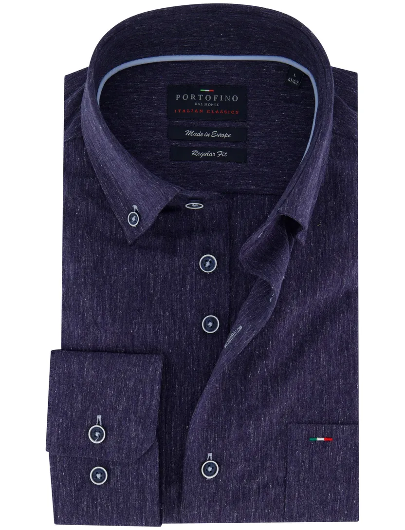 Overhemd Portofino linnenblend navy melange