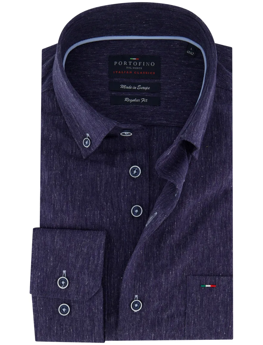 Portofino overhemd donkerblauw regular fit