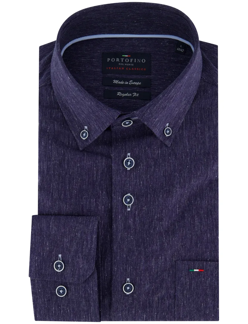 Overhemd Portofino linnenblend navy melange