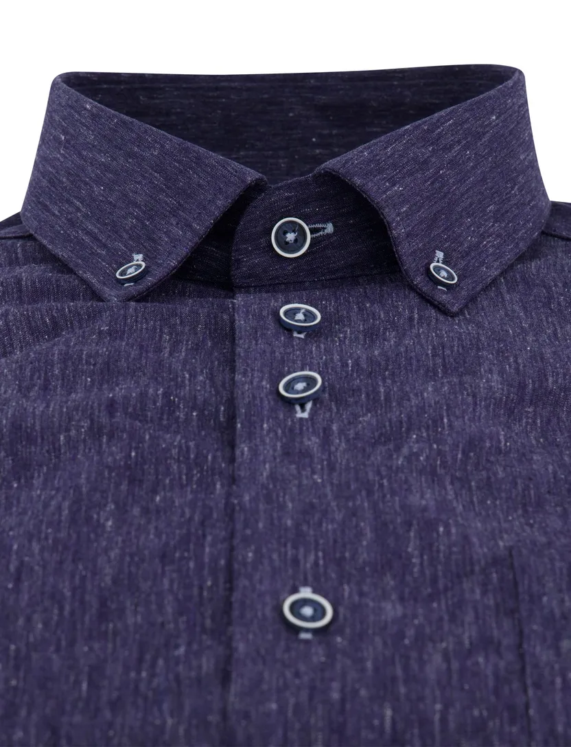 Overhemd Portofino linnenblend navy melange