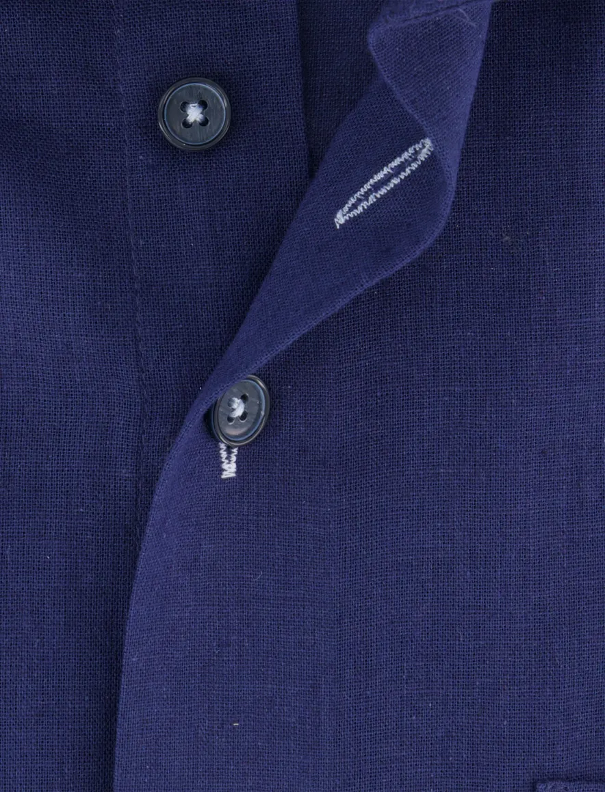 Portofino overhemd donkerblauw linnen korte mouw