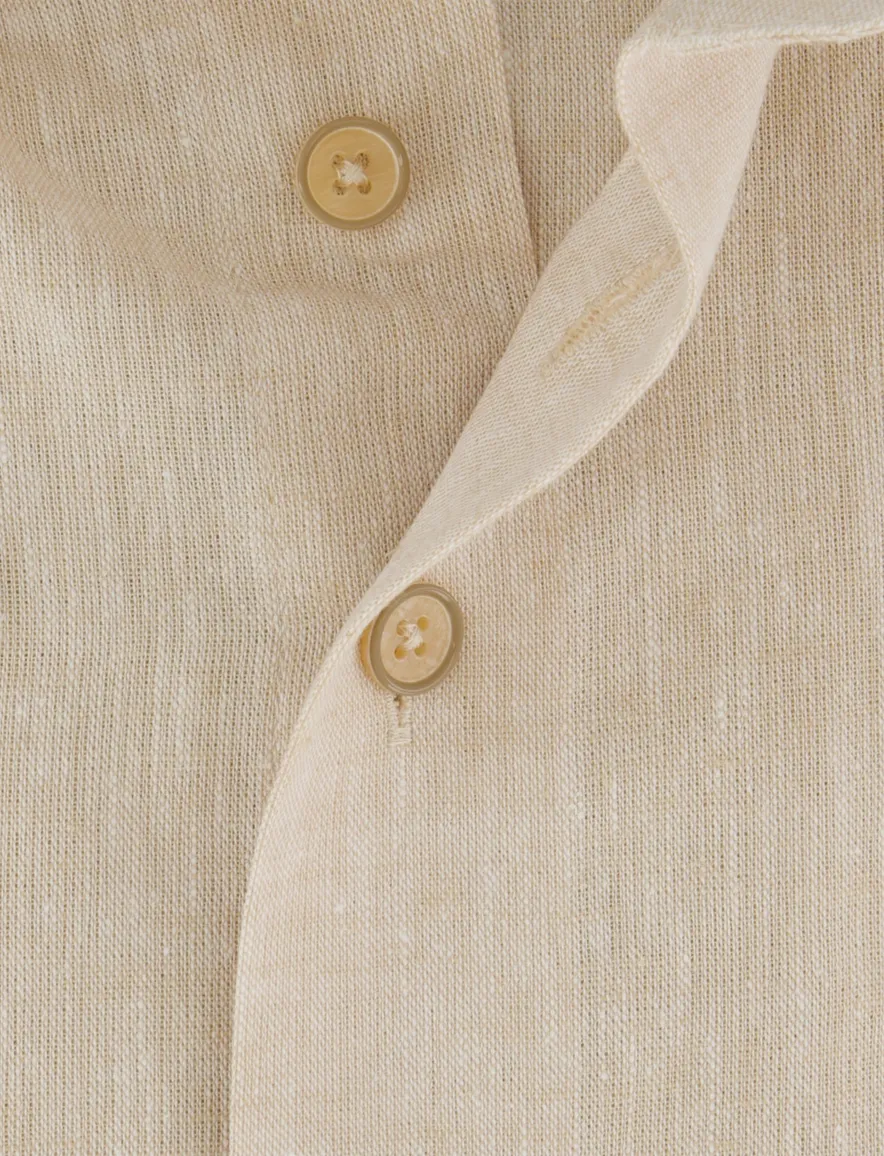 Portofino overhemd linnen korte mouw beige