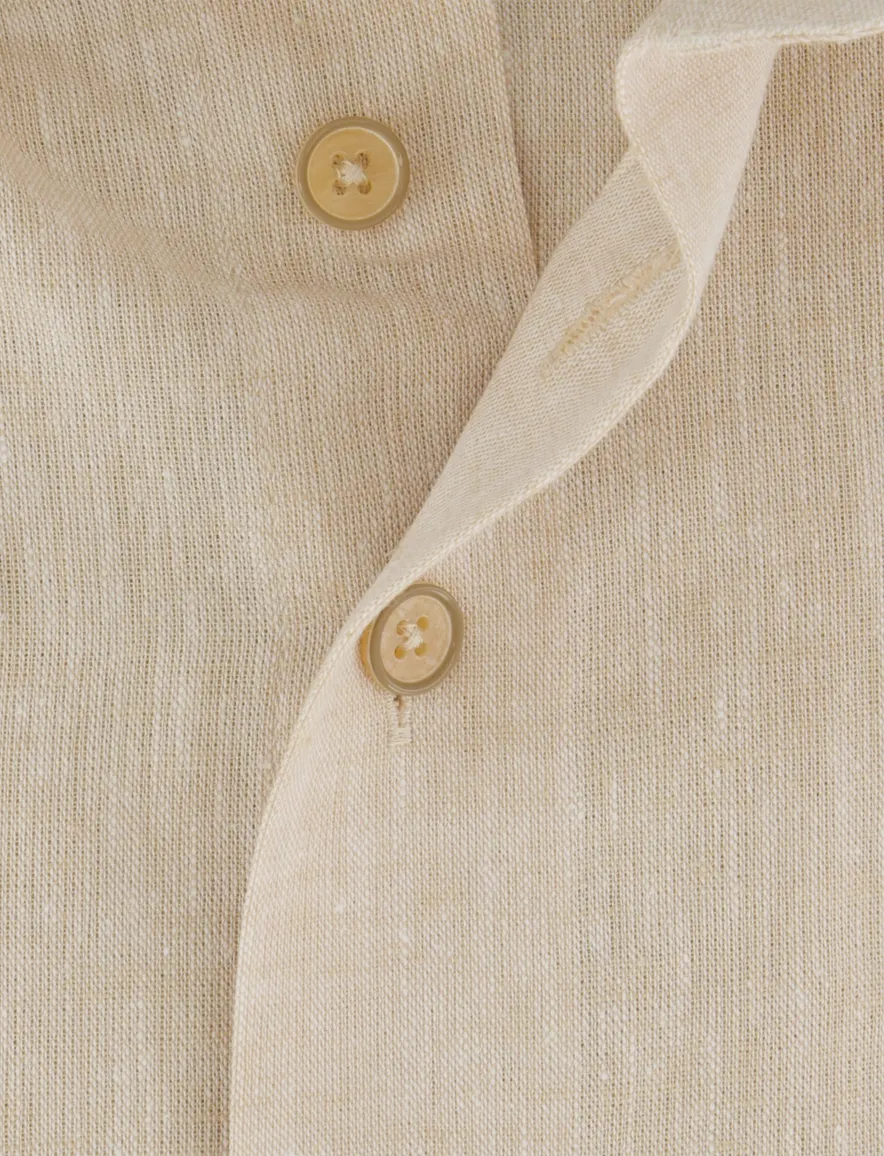 Portofino overhemd linnen korte mouw beige