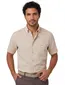 Portofino overhemd korte mouw beige linnenmix