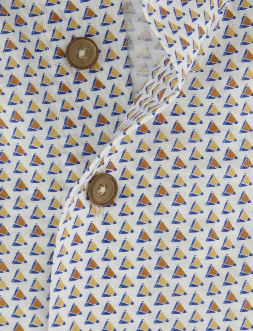 Portofino overhemd katoen print driekhoek korte mouw