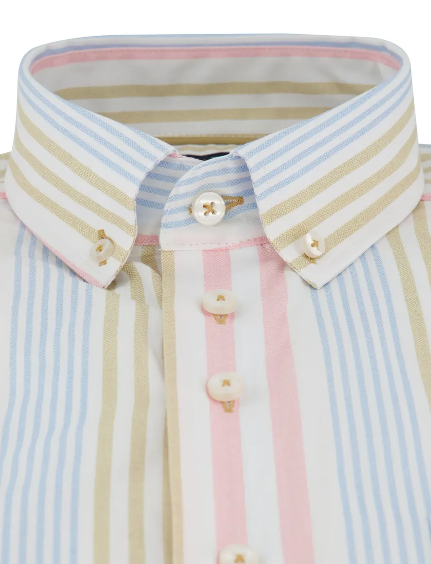 Portofino Regular Fit overhemd korte mouw multicolor gestreep
